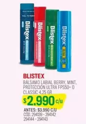 Blistex - Balsamo Labial Berry, Mint, Proteccion Ultra Fps50+ 0 Classic
