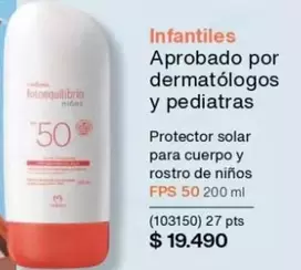 Protector Solar Para Cuerpo Y Rostro De Ninos Fps 50
