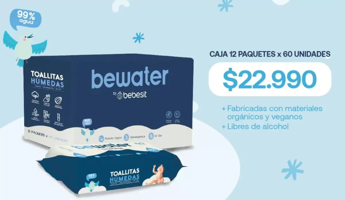 Bebesit - Bewater - Caja 12 Paquetes X 60 Unidades