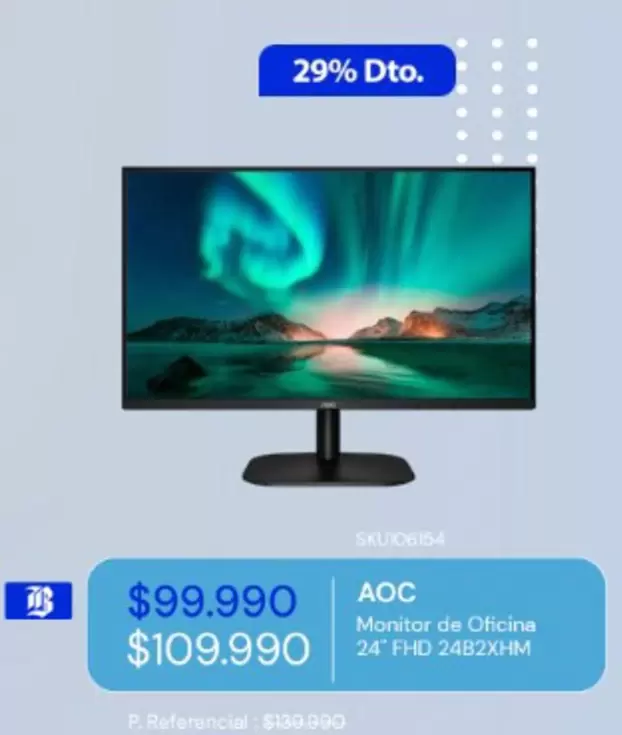 AOC - Monitor De Oficina 24 Fhd 24b2xhm