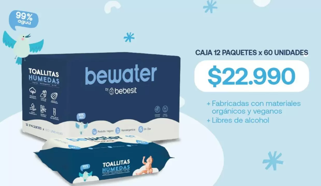 Bebesit - Bewater - Caja 12 Paquetes X 60 Unidades