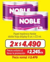 Noble - Papel Higiénico Doble Hoja Display 6 Un