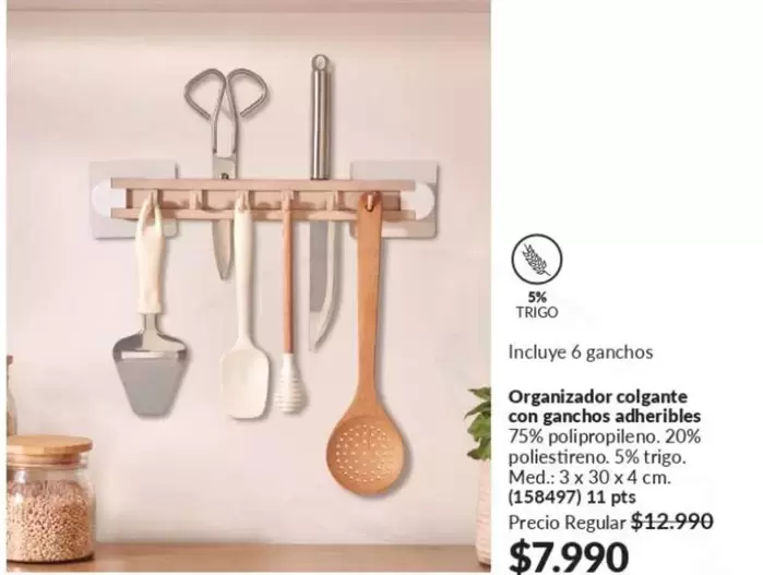 Trigo - Organizador Colgante Con Canchos Adheribles