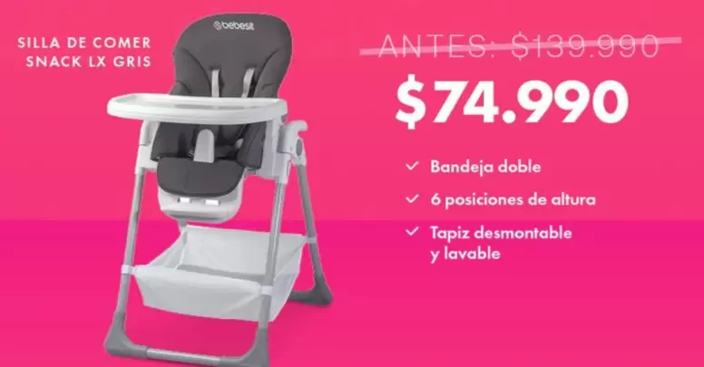Bebesit - Silla De Comer Snack Lx Gris