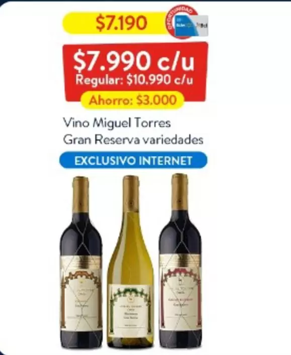 Miguel Torres - Exclusivo Internet - Vino  Gran Reservariedades