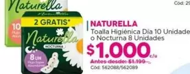 Naturella - Toalla Higiénica Dia 10 Unidade O Nocturna 8 Unidades