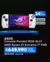AMD - Asus - Consola Portátil Rog Ally Amd Ryzen Z21 Extreme 7m Fhd
