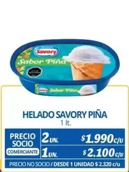 Savory - Sabor Pina - Helado  Pina