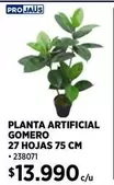 Pro Jaus - Planta Artificial Gomero 27 Hojas 75 Cm