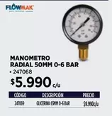 Flowmak - manmetro radial 50mm 0-6 bar