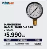 Flowmak - manmetro radial 50mm 0-6 bar