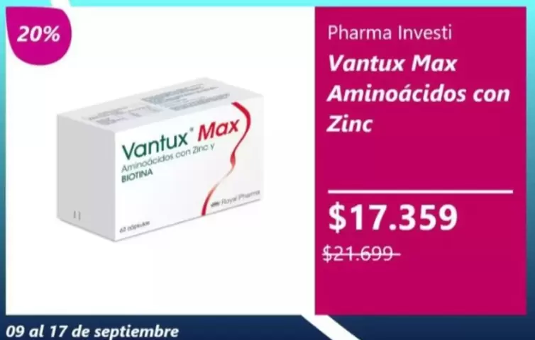 Vantux Max - Pharma Lavasti  Aminoácidos Con Zinc