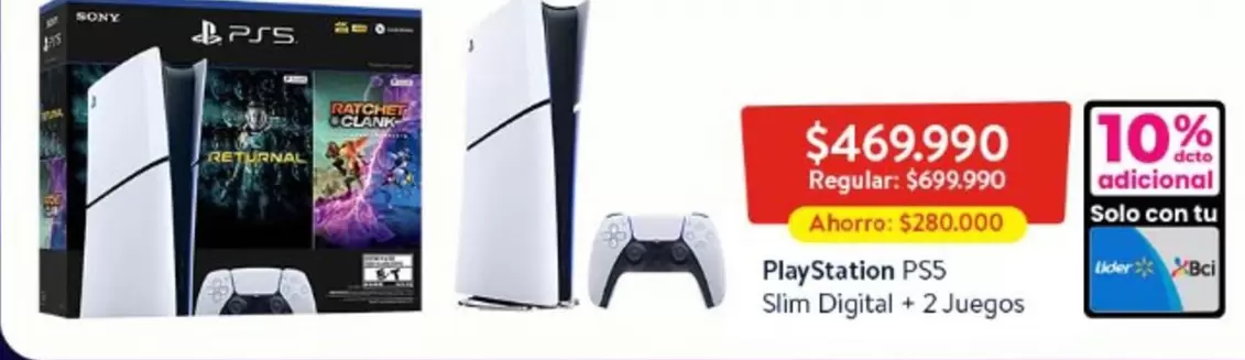 SONY - PlayStation - Ps5 Slim Digital + 2 Juegos