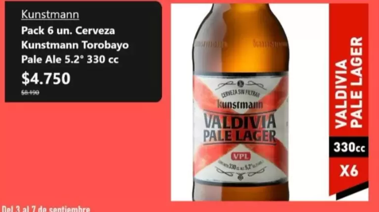 Kunstmann - Pack 6 Un Cerveza Torbayo Pale Ale 5,2 330 Cc