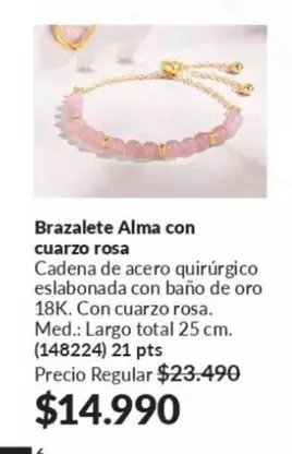 Brazalete Alma Con Cuarzo Rosa