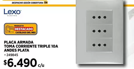 Andes - Placa Armada Toma Corriente Triple 10a  Plata