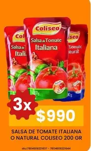 Coliseo - Salsa De Tomate Italiana O Natural