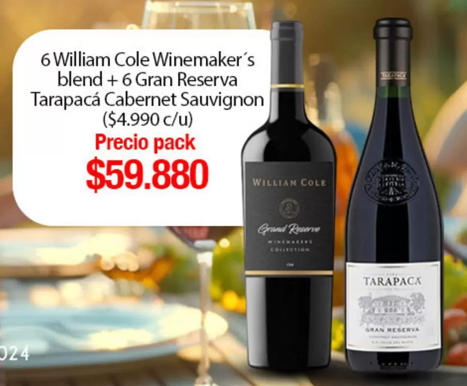 Tarapacá - 6 William Cole Winemaker's Blend +6 Gran Reserva Tarapaca Cabernet Sauvignon