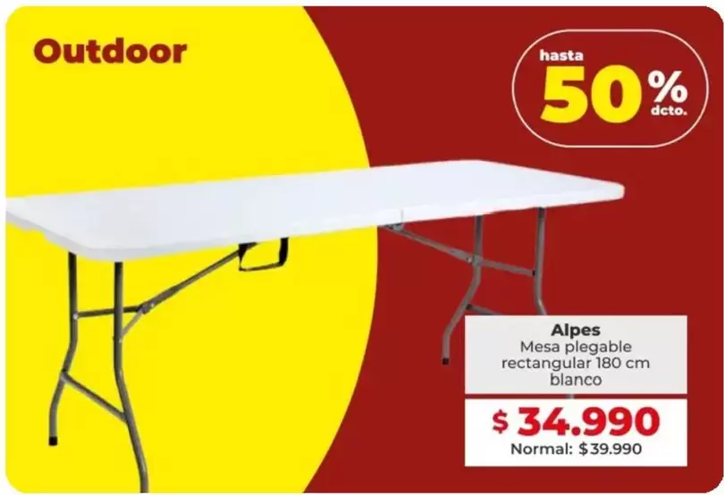 Alpes -  Mesa Plegable Rectangular Blanco