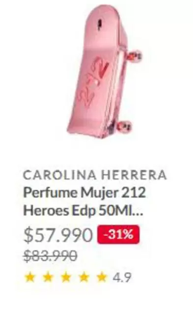 Héroes  - Carolina Herrera Perfume Mujer 212 Heroes Edp 50ml