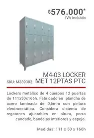 Porta - M4-03 Locker Met 12Ptas Ptc