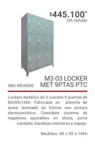 Porta - M303 Locker Met 9ptas Ptc