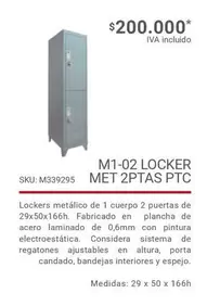 Porta - M1-02 Locker Met 2 Ptas Ptc