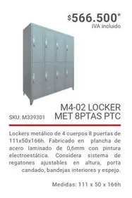 Porta - M4-02 Locker Met 8Ptas Ptc