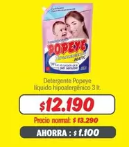 Popeye - Detergente líquido hipoalergenico 3 lt