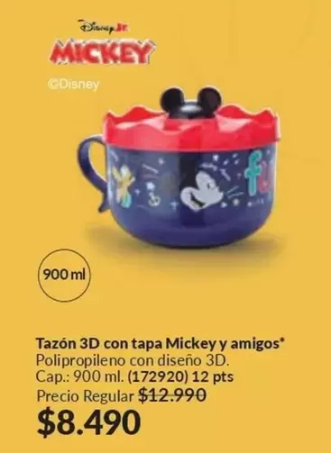 Disney - Tazón 3d Con Tapa Mickey Y Amigos
