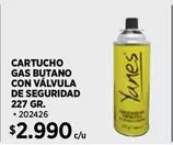 Cartuch Gas Butano Con Valvula De Seguridad