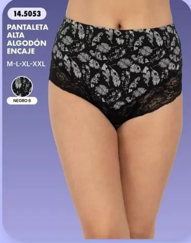 Pantaleta Alta Algodon Encaje