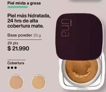 Piel Más Hidratada, 24 Hrs De Alta Cobertura Mate.