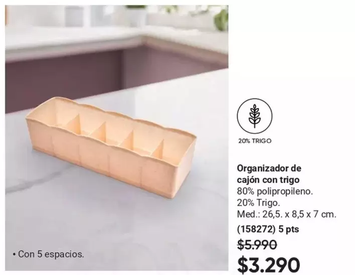 Organizador De Cajon Con Trigo