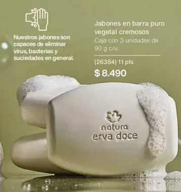 Natura - Jabones En Barra Puro Vegetal Cremosos