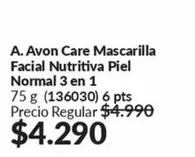 Care+ - Avon Care Mascarilla Facial Nutritiva Piel Normal 3 En 1
