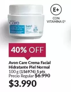 Care+ - Avon Care Crema Facial Hidratante Piel Normal