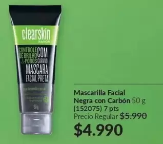 Clearskin - Mascarilla Facial Negra Con Carbon