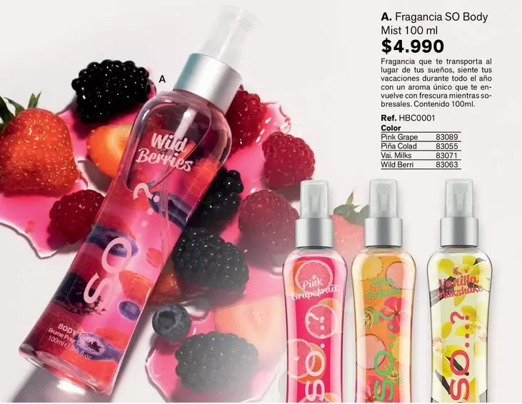 Fragancia So Body Mist 100ml