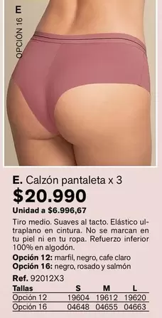 Calzon Pantaleta X 3