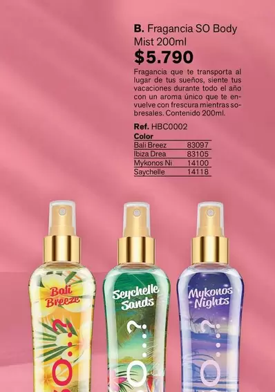 Fragancia So Body Mist 200ml