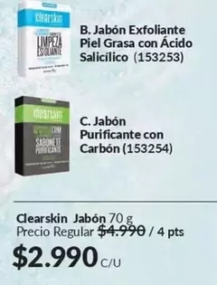 Clearskin - Jabón Exfoliante Piel Grasa Con Ácido Salicílico