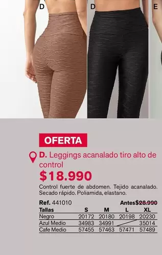 Control - Leggings Acanalado Tiro Alto De