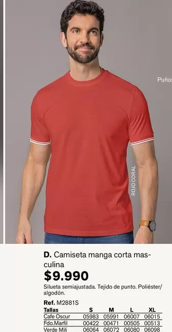 Coral - Camiseta Manga Corta Mas-Culina