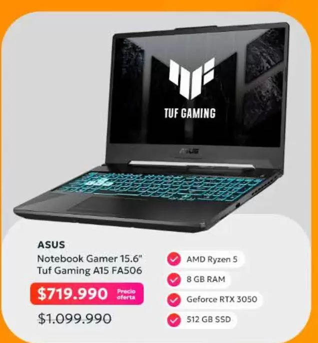 Asus - Notebook Gamer 15.6" Tuf Gaming A15 Fa506