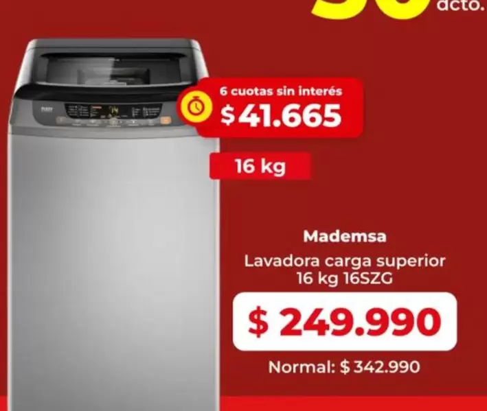 Mademsa - Lavadora Carga Superior