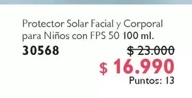 Protector Solar Facial Y Corporal Para Niños Con Fps 50