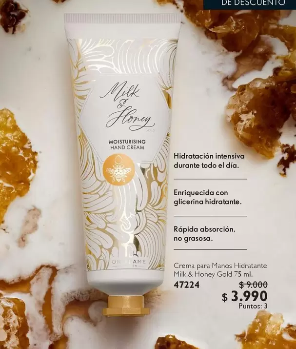 Gold - Crema Para Manos Hidratante Mil & Honey