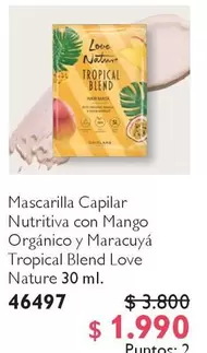 Mascarilla Capilar Nutritiva Con Mango Organico Y Maracuya Tropical Blend Love Nature