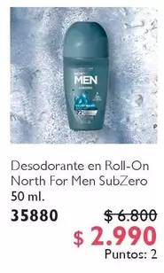 Desodorante En Roll-On North For Men SubZero